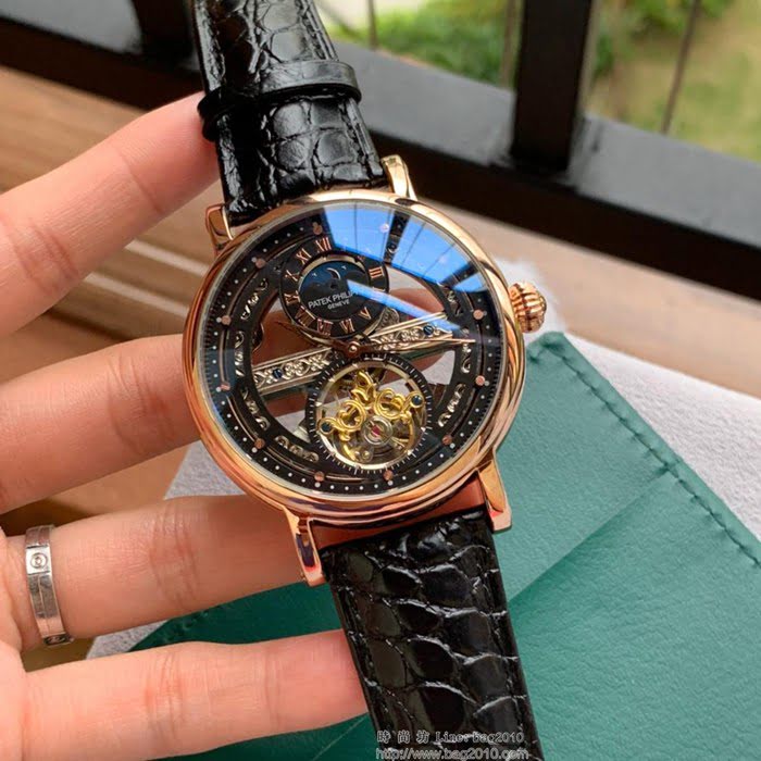 百達翡麗PATEK PHILPPE 最新設計鏤空新品 頂級全自動機械機芯 真牛皮錶帶 精品男士腕表  wssb3697